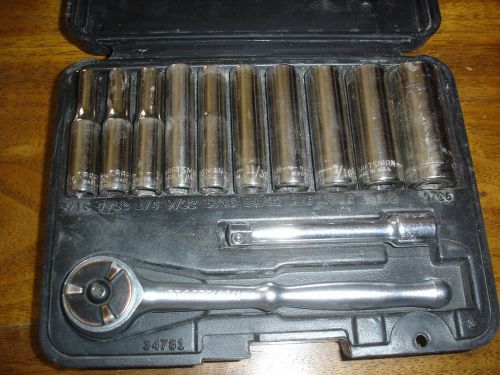 Craftsman 12pc Socket Wrench Set 9-34781 1/4 dr SAE Deep, Ratchet,Extension,Case