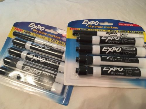 Two Packs Of Black Dry Erase Markers Eight Broad Tip Plus 2 Fine Tip