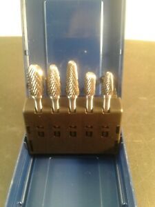TEMO 5 pcs Set Double Cut CARBIDE BURR FILE TOOL 1/2&#034; 3/8&#034; Head, 1/4 D 2&#034;L Shank