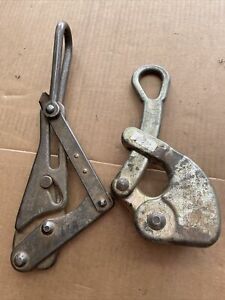 2x KLEIN TOOLS INC. 1613-14 &amp; 1625-20 WIRE ROPE CABLE PULLING JAW GRIP