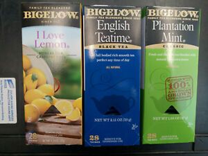 3 Boxes BIGELOW Tea * English Teatime * Plantation Mint * Lemon * 84 Total Bags 