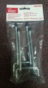 Project Source 4&#034; DOUBLE-ARM PEG HOOK 2 pc For Peg Board Silver Steel #0267956