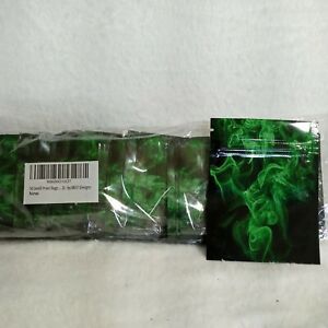 Best Designs | 50 Pack | Smell Proof Mylar Bags | 3&#034;x4&#034; Green Smoke Resealable