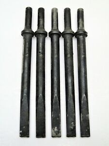 5 Piece Grey Pneumatic 1/2&#034; Flat Chisel Lot .401 Shank GP CH100