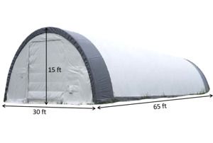 Gold Mountain Single Truss Arch Storage Shelter, Fabric Tent Building 30x65x15