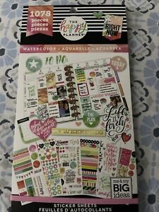 HAPPY PLANNER Watercolor Sticker Sheets, Me &amp; My Big Ideas Book 1078 Pieces