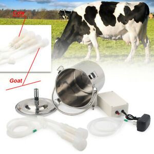 5L Dual Heads Electric Milking Machine Vacuum Impulse Pump  Goat Milker Steel