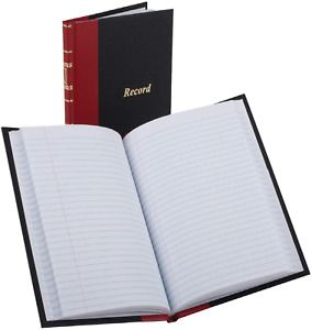 Boorum  Pease 96304 Record/Account Book, Black/Red Cover, 144 Pages, 5 1/4 x 7