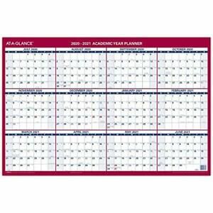 2020-2021 Erasable Calendar Dry Erase Wall Planner by AT-A-GLANCE 36&#034; x 24&#034; L...