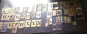 Vintage Reeses Adjustable Interlocking Brass 1 1/2&#034; Letters 2&#034; Numbers Stencils