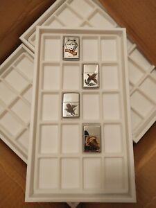 NEW 18 White 20 Space Zippo/Jewelry Display Liners &amp; Stackable Trays New!