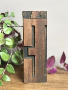 Vintage Letter Press Wood Block Letter E   7 1/8” Tall Type Industrial