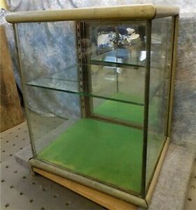 Wood Nickel Plated Brass Glass Vintage Showcase General Store Counter Display L