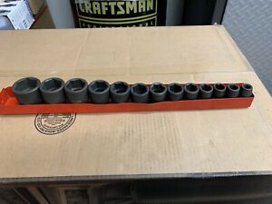 Genius Tools 13 Piece 1/2&#034; Dr. SAE Impact Socket Set With Metal Carry Tray