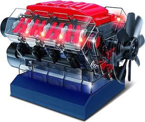 Playz V8 Combustion Engine Model Building Kit STEM Hobby Toy for Kids &amp; Adults w