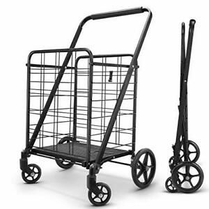 winkeep Shopping Cart Upgrade Dense Grid Bottom Folding Cart with 360° Rollin...