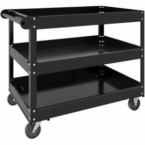 Lorell Utility Cart, 3-Shelf, 3-1/4&#034; Lip, 24&#034;X30&#034;X32&#034;, Black (LLR00028)