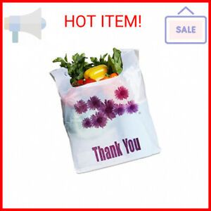 Purple Flower Thank You Plastic Heavy Duty Shopping Bags - 500 pcs/case