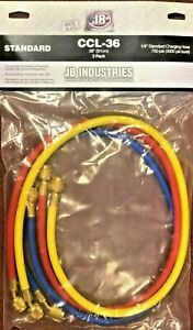 Refrigeration Hose Set, JB Industries, CCL-36, 36&#034;, 1/4 Standard Charging Hoses