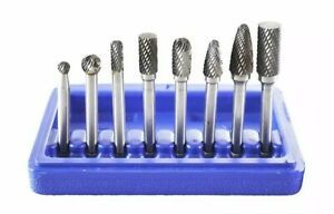 Astro Pneumatic Tool 2181 8-Piece Double Cut Carbide Rotary Burr Set 1/4&#034; Shank