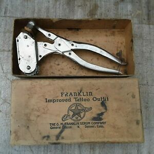 Vintage FRANKLIN IMPROVED TATTOO OUTFIT for Cattle Livestock w/ Original Box