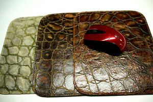 Alligator Embossed Leather Mouse Pad Made in USA