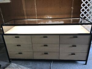 Store Display Case Unit Showcase Lighted Double Sided 18 Drawers Commercial Unit