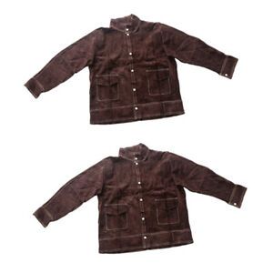 2pcs Welding Suits Heat/Flame Resistant Heavy Duty Anti-scald Brown Shirt XL