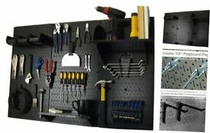 Pegboard Organizer  4 ft. Metal Pegboard Standard Tool Kit with Storage Black