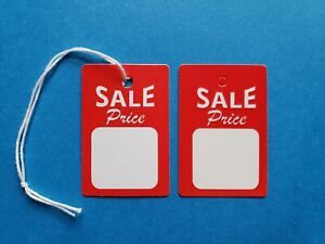 Sale Price Tags with String or Unstrung RED WHITE Small Retail Coupon