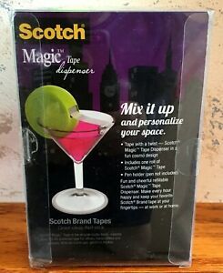 Scotch 3M Magic Tape Dispenser Happy Hour Martini Glass w Lime 6-1/2&#034; Tall NEW