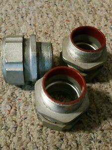 3 Conduit Liquid Tight Fitting straight 2&#034; inch Malleable Iron lot of 3