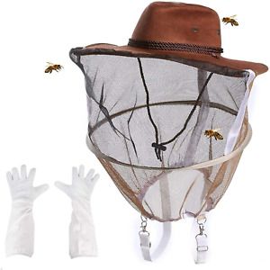 GOCTOS Beekeeping Cowboy Hat Beekeeper Hat and Beekeeping Gloves Beekeeping Prot