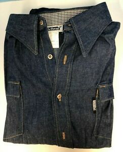 CHEF WEAR 4300  VINTAGE STYLE 5 STAR KITCHEN JACKET DARK BLUE DENIM SIZE 2X c