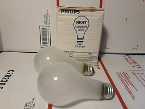 NOS NEW Philips Frost Incandescent 150 Watt Lamps Light Bulbs 2 Pack 2850 Lumens
