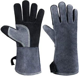 932°F Heat Resistant Leather Welding Gloves BBQ Grill Glove Flame Retardant