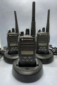 Trio Of Motorola CP185 4-Watt 16 Channel UHF Radios w/Bases Preowned Tested
