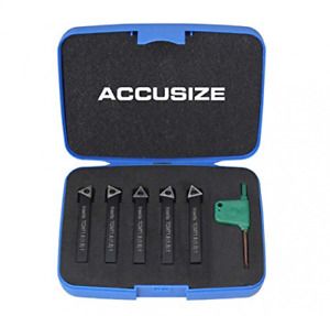 Accusize Industrial Tools 1/4&#039;&#039; by 2&#039;&#039; Oal 5 Pc Indexable Turning Tool 1/4 in