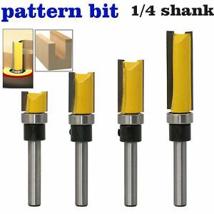 4pcs 1/4 Shank Flush Milling Router Copy Router Router Bit Groove End Mill Steel