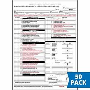 BIT Program Tractor/Trailer/Truck Inspection &amp; Maintenance Record Form 50-pk