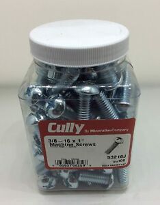 CULLY 53216J 3/8&#034;-16 x 1&#034; ROUND HEAD, SLOTTED/PHILLIPS MACHINE SCREW, (100-PACK)