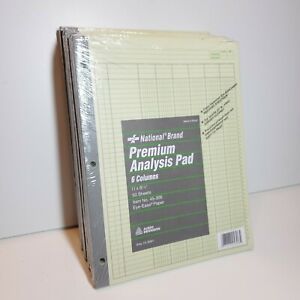 Lot of 6 National Brand Analysis Pad 6 Column 2 Pack (11 x 8-1/2) 50 Sheets