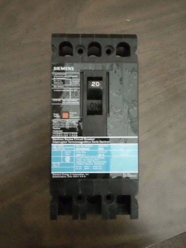 Siemens ed43b020 circuit breaker 20 amps 480 volts 3 pole for sale