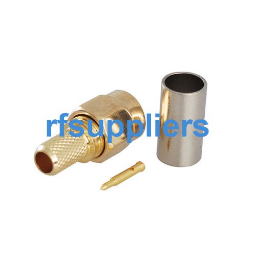 10pcs gold rf sma crimp plug male straight for lmr200 cable rf adapter connector for sale