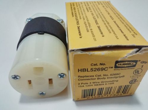 HUBBELL HBL5269C Connector Plug 15A 125V 2 Pole 3 Wire, New