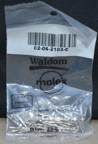 Bag of 100 Waldom/Molex Part Number 02-06-2103-C Male Crimp Pins 18-24AWG