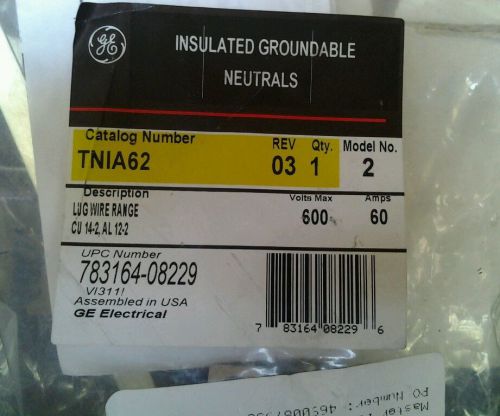 GE TNIA62 Insulated Groundable Neutrals.