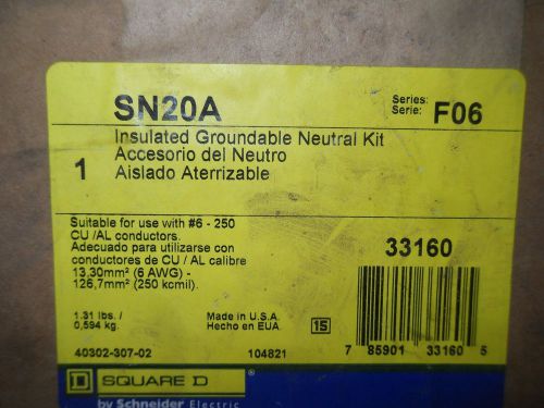 (V47) 1 NEW SQUARE D SN20A INSULATED GROUNDABLE NEUTRAL KIT