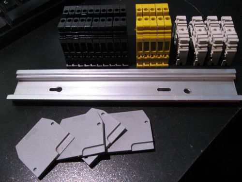 Lot of 24 Entrelec M 4/6 DIN Modular Terminal Block Parts - USED