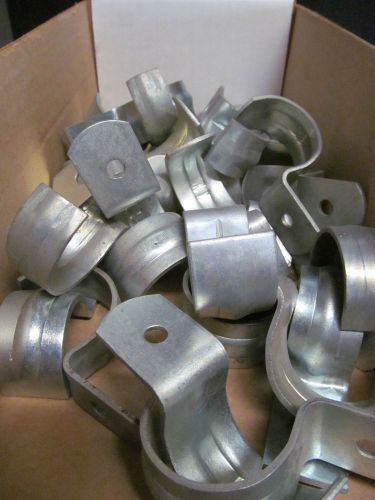 LOT OF 10 (TEN) 1-1/4&#034;  GALVANIZED STEEL ONE-HOLE CONDUIT CLAMPS